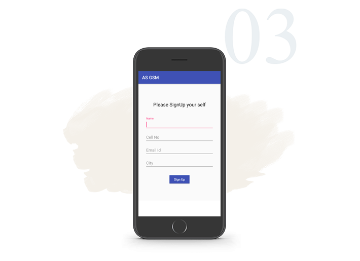 Sign up screen