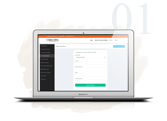 Send Visitor Invitation Screen