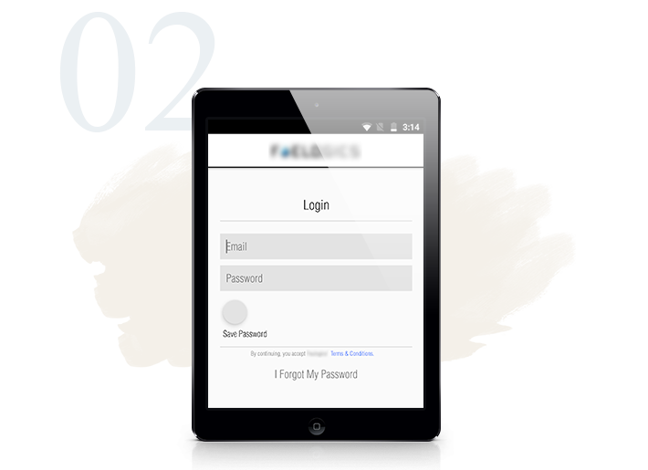 Application login screen