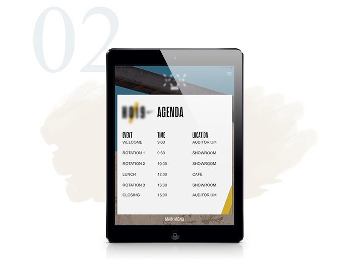 Application agenda screen Application agenda screen